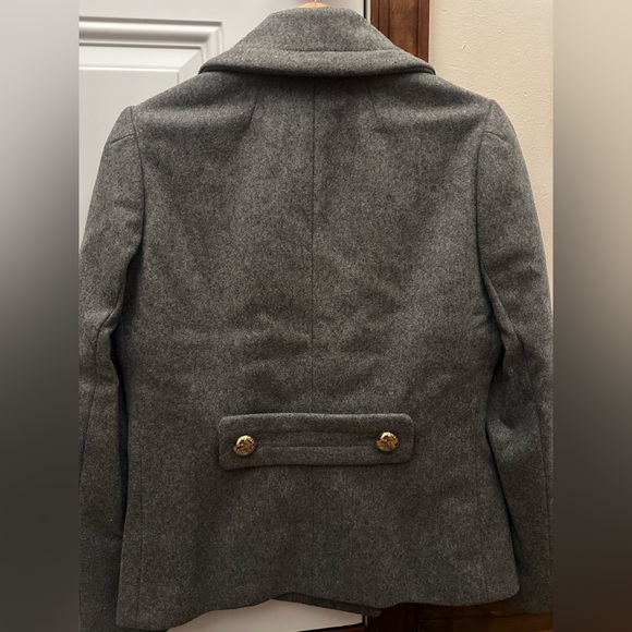 Size XSmall double breasted Coach Heather Gray Wool Pea Coat With gold buttons. - Picture 13 of 15